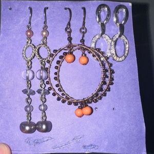 Brand new Vintage Y2K fashion earrings. Dangle, hoop. Silver, bronze. White CZ